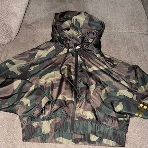 Forever 21 zip up crop top hooded windbreaker jacket